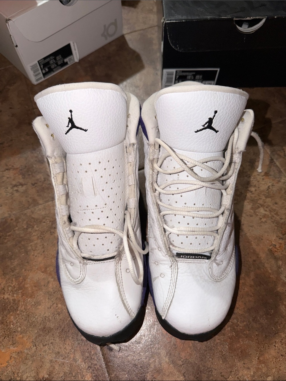 Jordan Kids White and Purple High-Top Sneakers